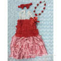 2015 new baby girls dress red dress with matching necklace and headband